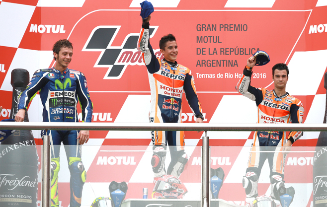 Rossi, Marquez, Pedrosa, Argentinian MotoGP race, 2016
