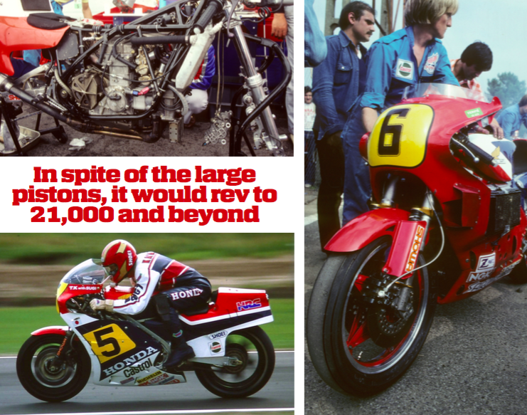 In 1980 the NR500 got a major redesign with a Ron WIlliams frame and 18-inch wheels Left: Katayama kept riding in the 500s after the NR500 was retired and came fifth in 1983