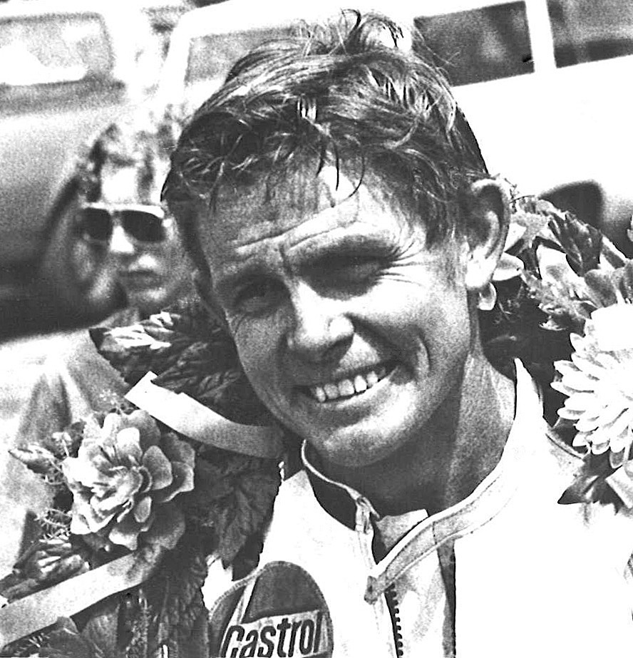Hindle loved winning, here sporting the laurel wreath at the Castrol Six Hour 