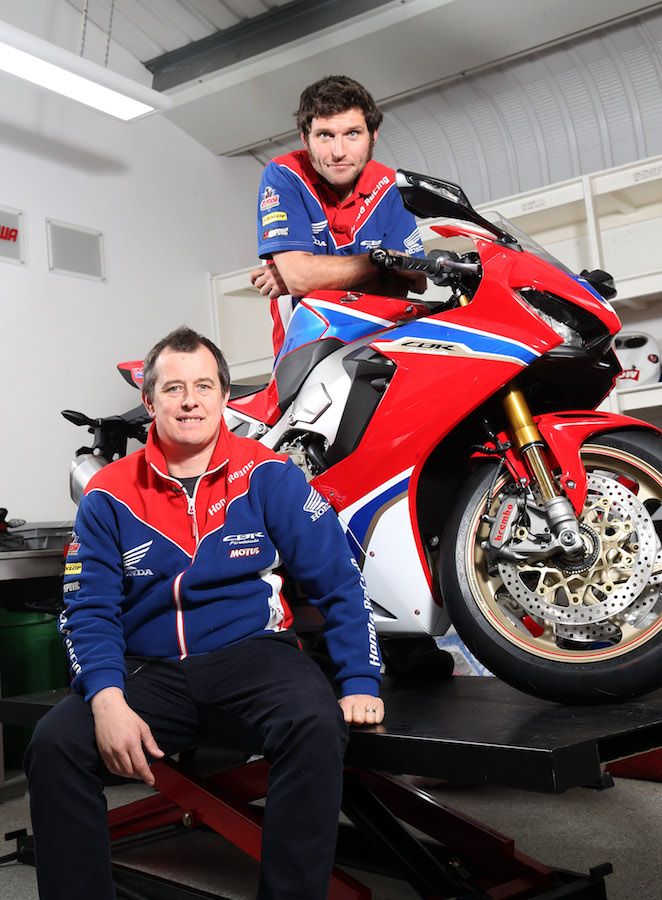 PACEMAKER, BELFAST, 16/1/2017: Guy Martin and teammate John McGuinness with the new CBR1000RR SP2 Honda Fireblade they will race in 2017. PICTURE BY STEPHEN DAVISON