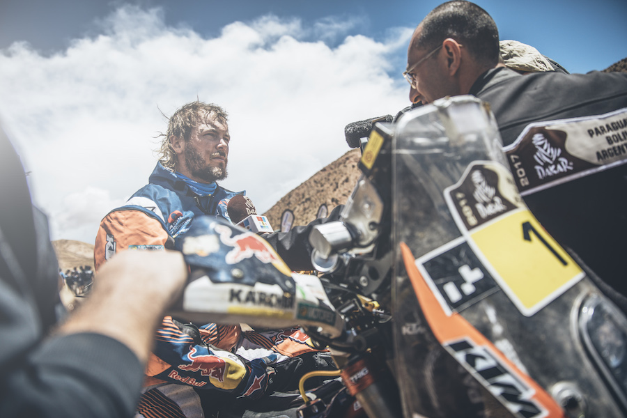 Toby Price (AUS) of Red Bull KTM Factory Team at the end of the stage 3 of Rally Dakar 2017 from San Miguel de Tucuman to San Salvador de Jujuy, Argentina on January 4, 2017
