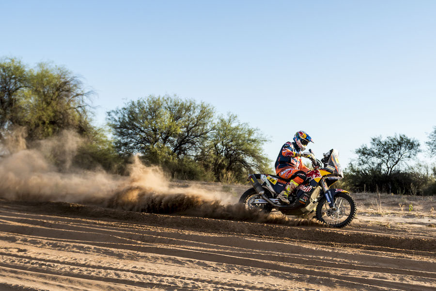 Sam Sunderland (GRB) of Red Bull KTM Factory Team races during stage 11 of Rally Dakar 2017 from San Juan to Rio Cuarto, Argentina on January 13, 2017