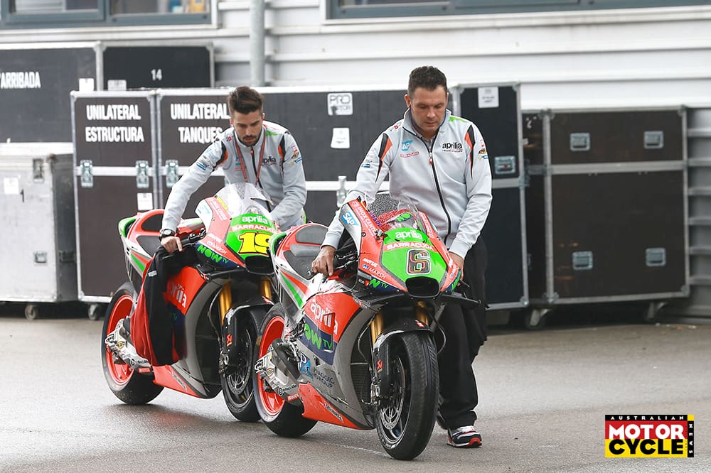 Bradl and Bautista's crashed Aprilias, Dutch MotoGP 2016